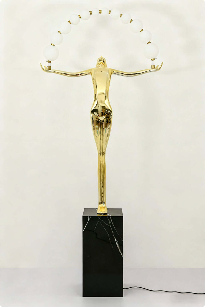 Lunari Sculpture Floor Lamp – Golden Sculpture Living Room Floor Lamp