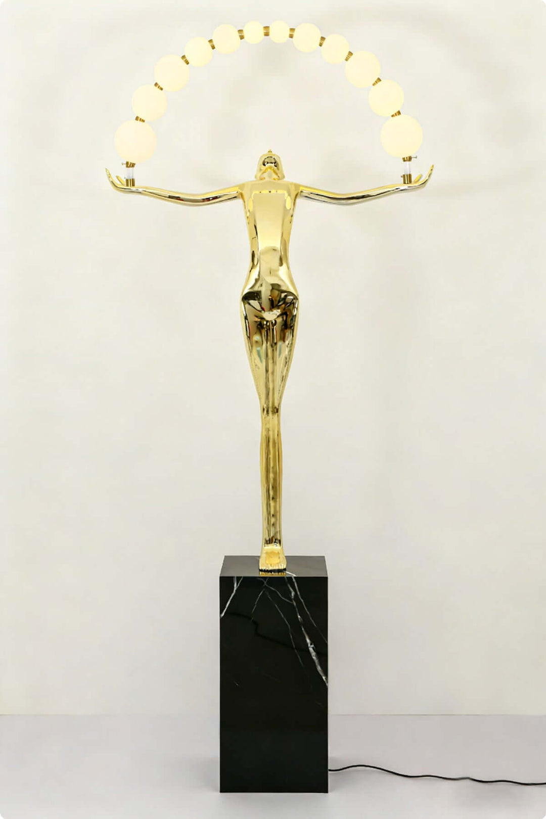 Lunari Sculpture Floor Lamp – Golden Sculpture Living Room Floor Lamp