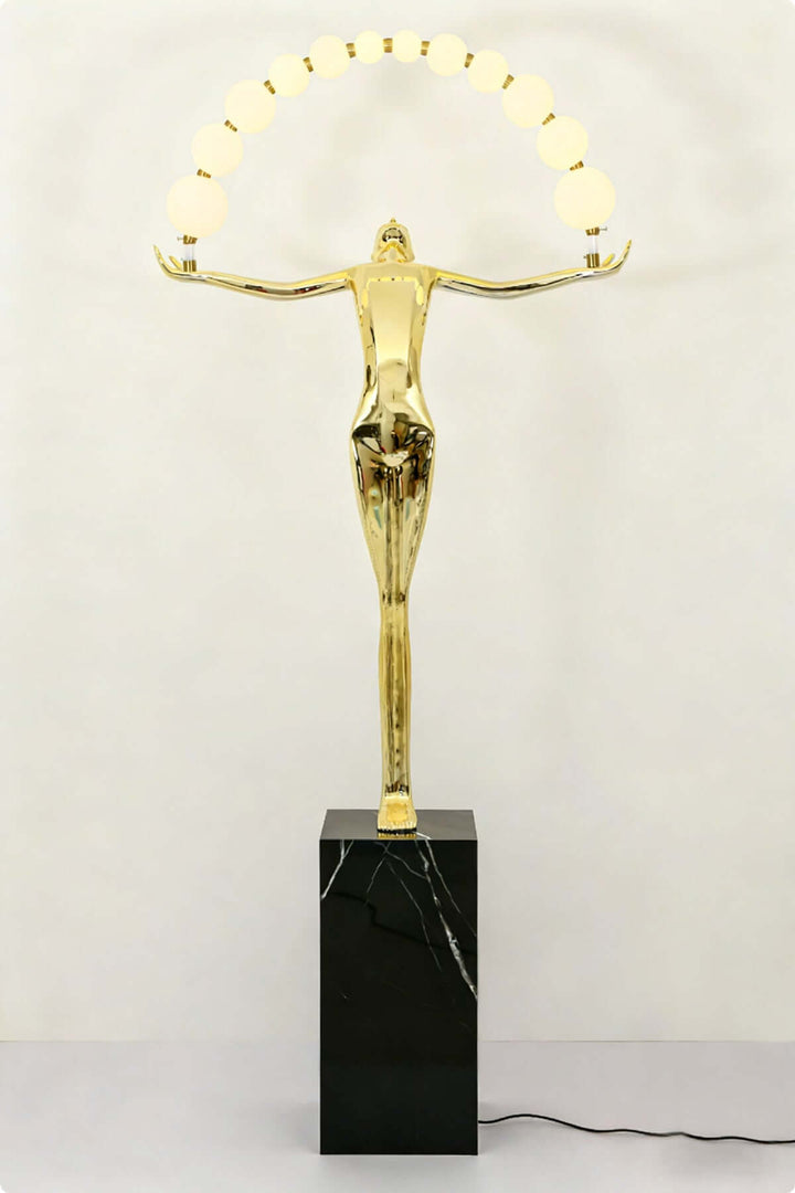 Lunari Sculpture Floor Lamp – Golden Sculpture Living Room Floor Lamp