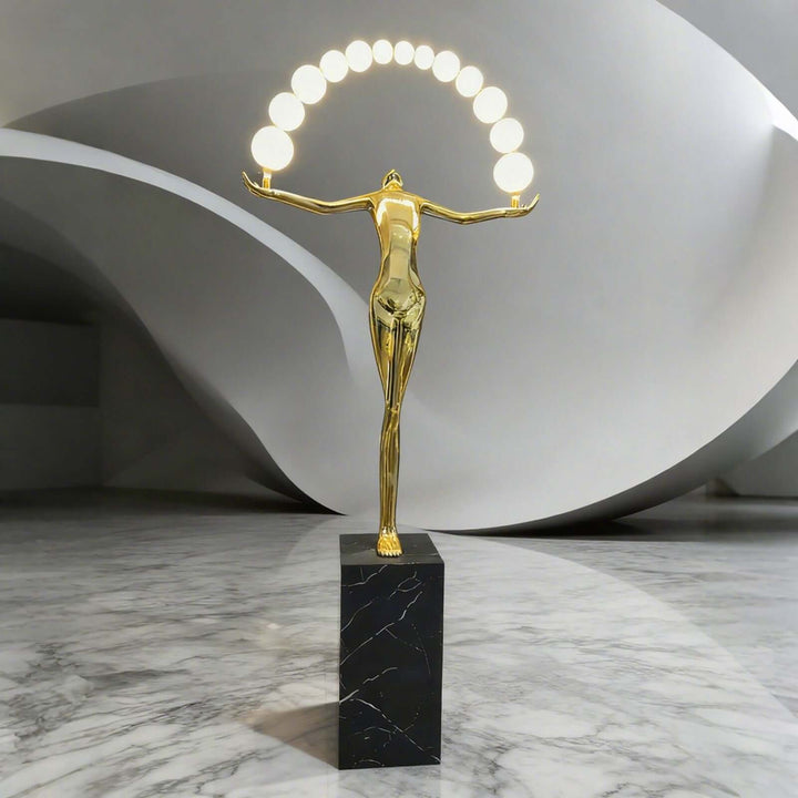 Lunari Sculpture Floor Lamp – Golden Sculpture Living Room Floor Lamp