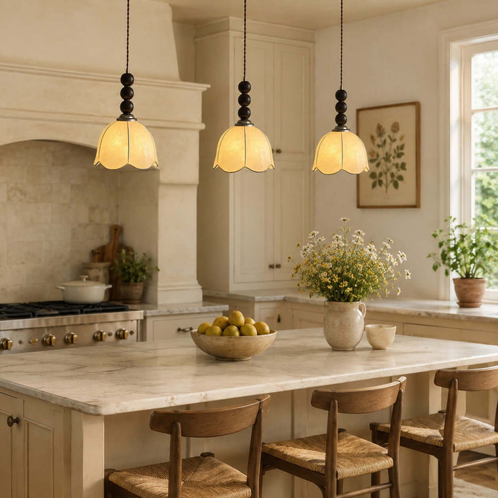 Lunavo Pendant Light – French Vintage Fabric Shade Bedside Lamp | Vinlighting