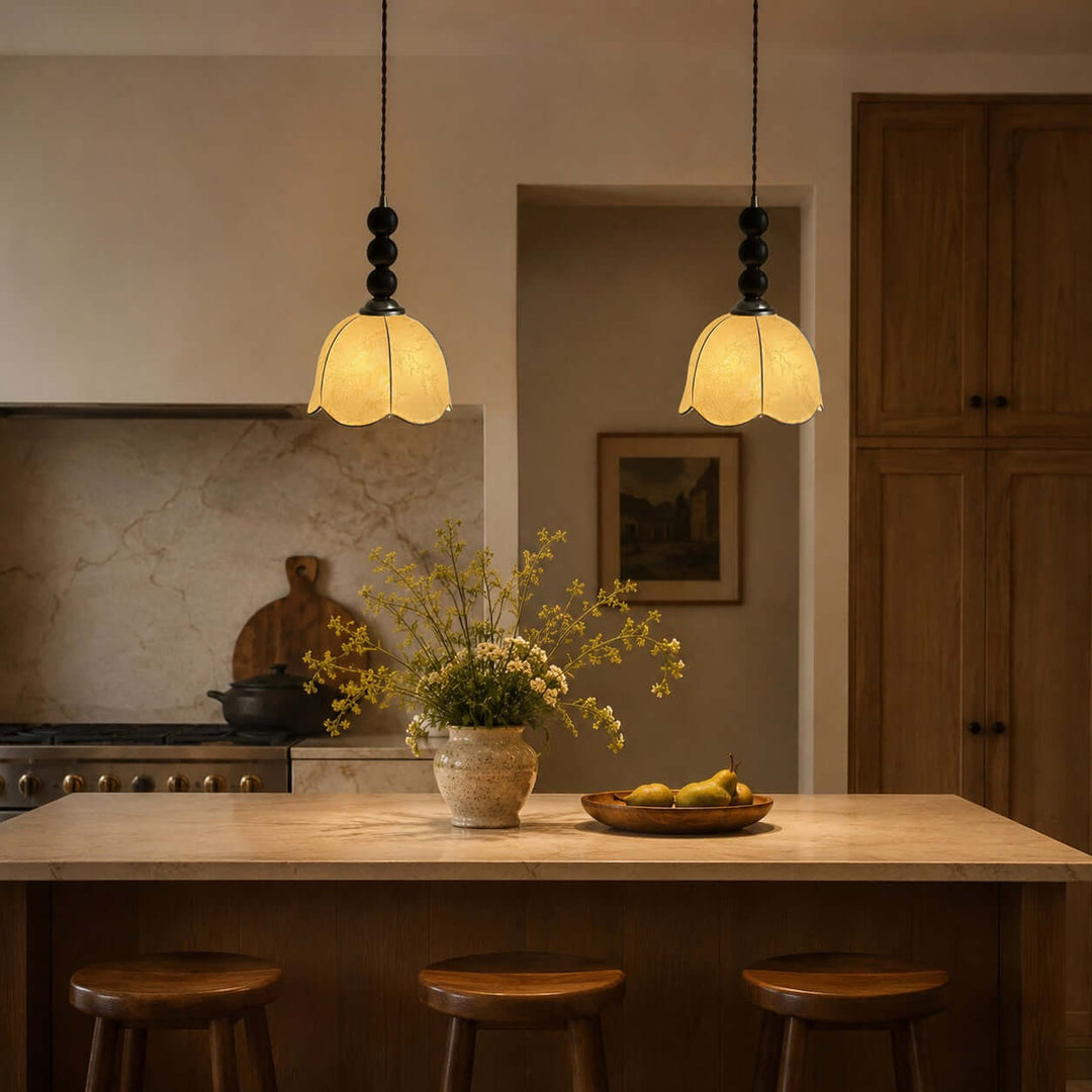 Lunavo Pendant Light – French Vintage Fabric Shade Bedside Lamp | Vinlighting