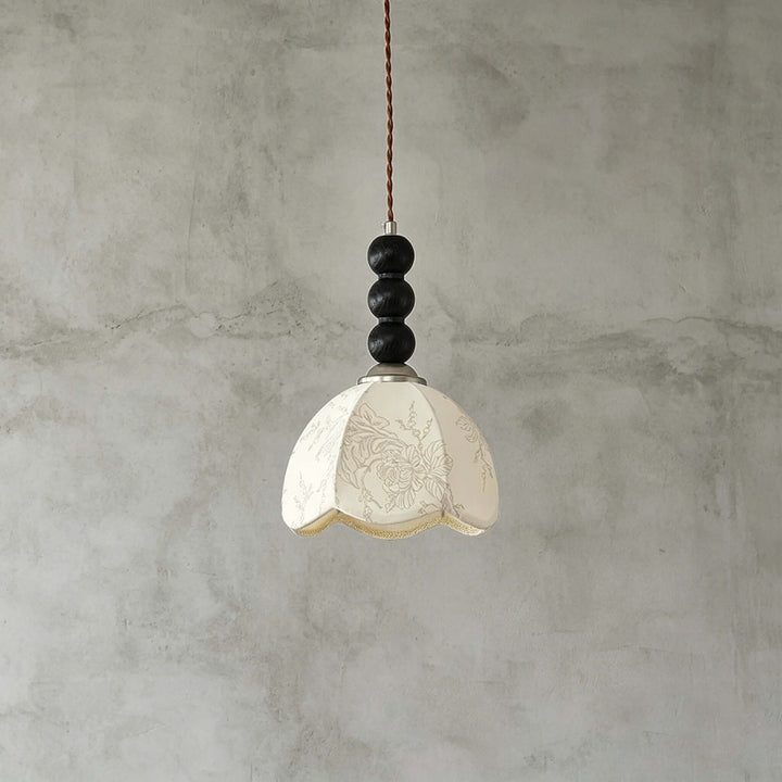 Lunavo Pendant Light – French Vintage Fabric Shade Bedside Lamp | Vinlighting