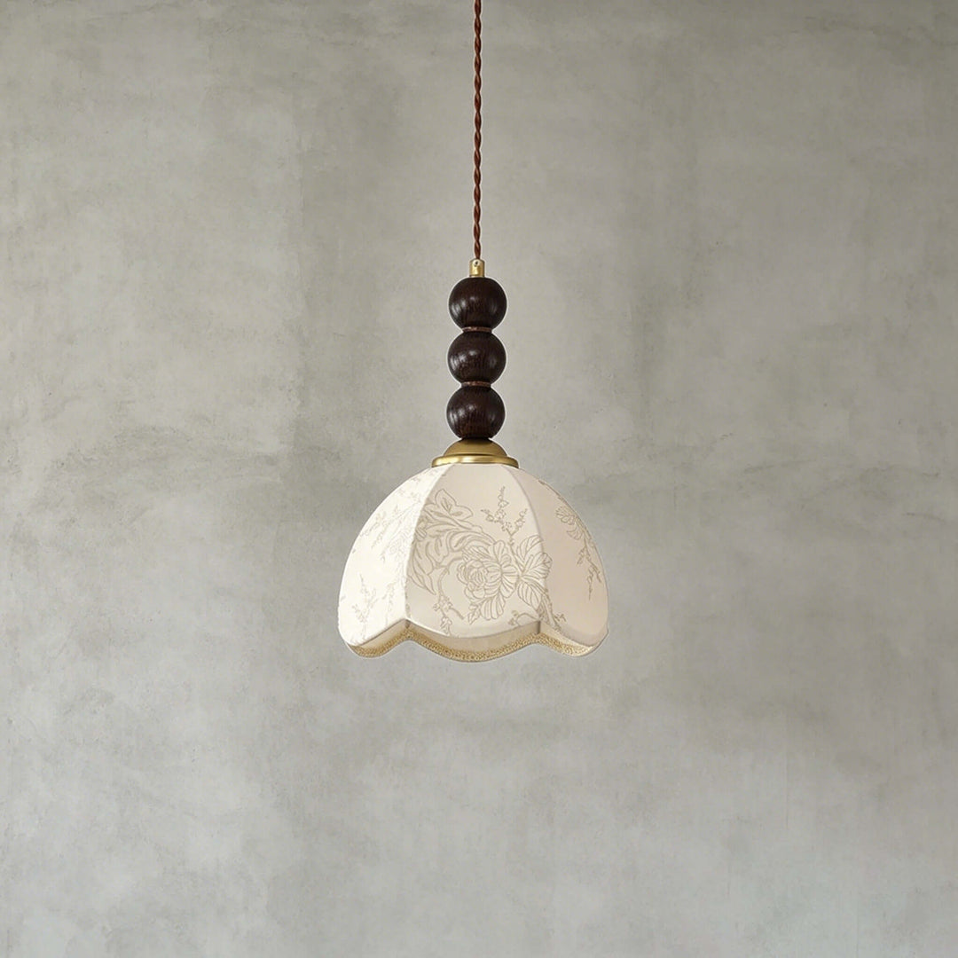 Lunavo Pendant Light – French Vintage Fabric Shade Bedside Lamp | Vinlighting