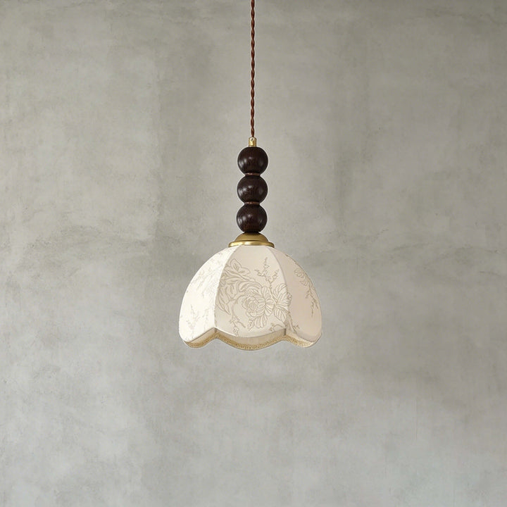 Lunavo Pendant Light – French Vintage Fabric Shade Bedside Lamp | Vinlighting