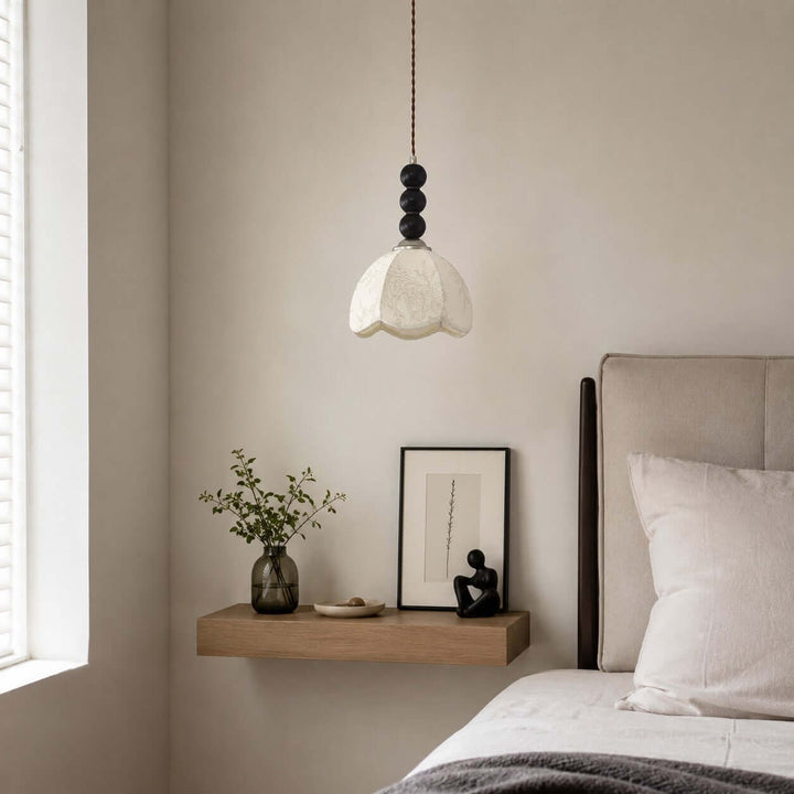 Lunavo Pendant Light – French Vintage Fabric Shade Bedside Lamp | Vinlighting
