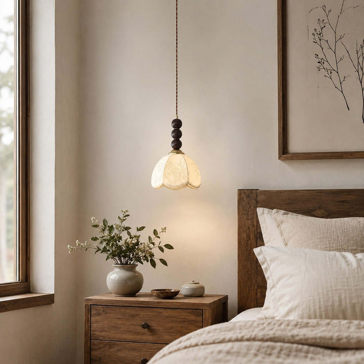 Lunavo Pendant Light – French Vintage Fabric Shade Bedside Lamp | Vinlighting