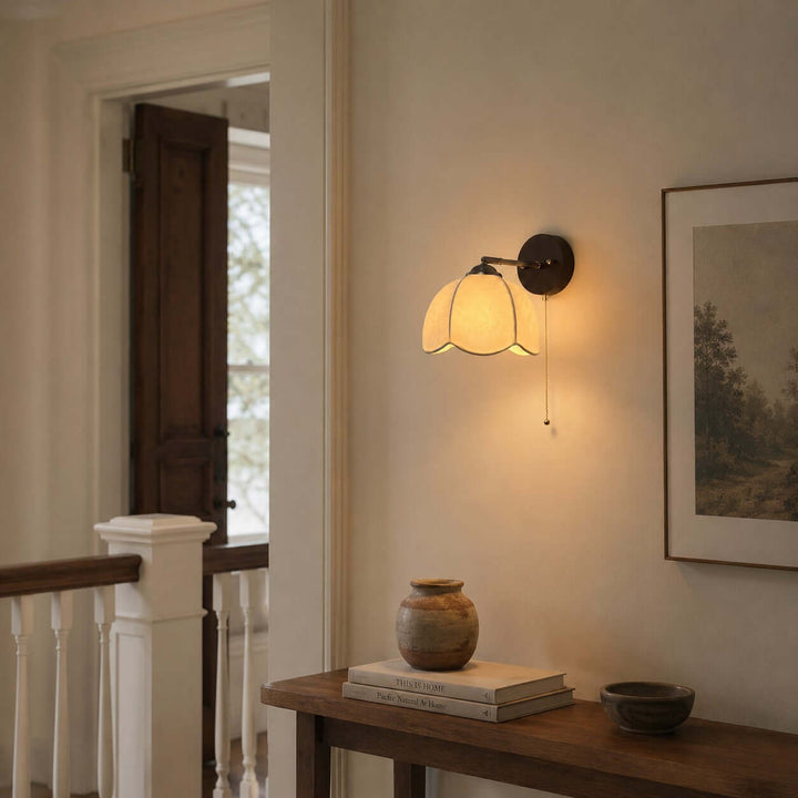 Lunavo Wall Sconce – French Vintage Fabric Shade Wall Lamp for Bedside | Vinlighting