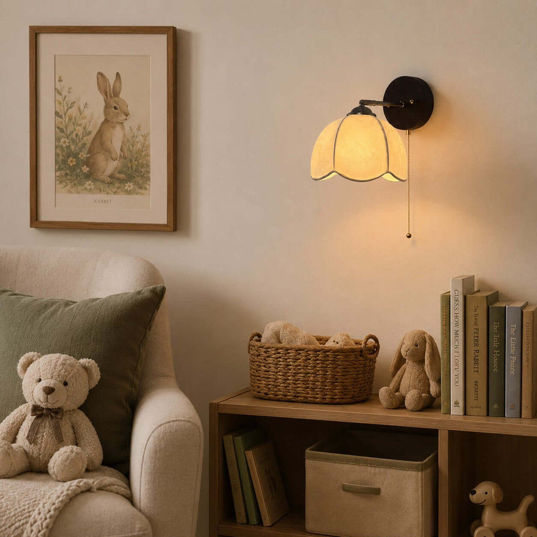 Lunavo Wall Sconce – French Vintage Fabric Shade Wall Lamp for Bedside | Vinlighting