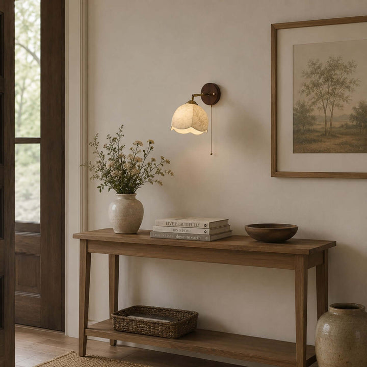 Lunavo Wall Sconce – French Vintage Fabric Shade Wall Lamp for Bedside | Vinlighting