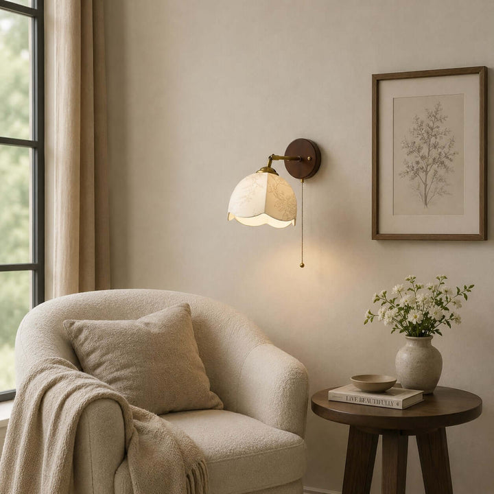 Lunavo Wall Sconce – French Vintage Fabric Shade Wall Lamp for Bedside | Vinlighting