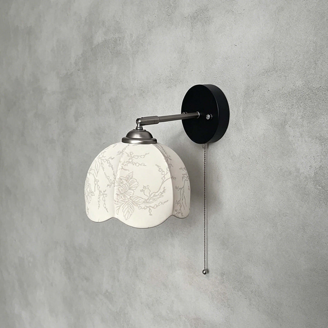 Lunavo Wall Sconce – French Vintage Fabric Shade Wall Lamp for Bedside | Vinlighting