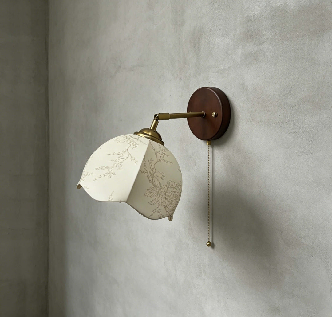 Lunavo Wall Sconce – French Vintage Fabric Shade Wall Lamp for Bedside | Vinlighting