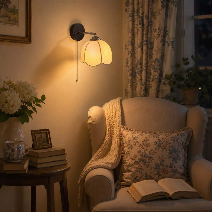 Lunavo Wall Sconce – French Vintage Fabric Shade Wall Lamp for Bedside | Vinlighting