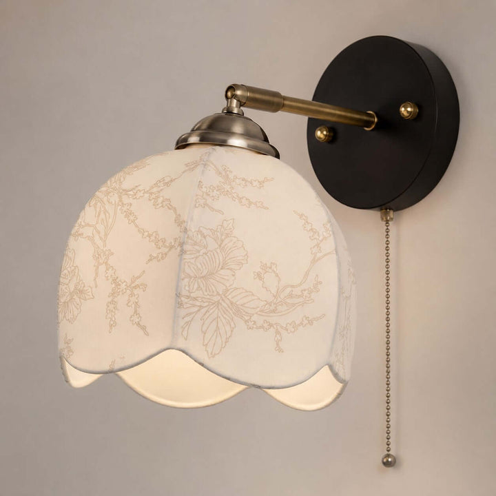 Lunavo Wall Sconce – French Vintage Fabric Shade Wall Lamp for Bedside | Vinlighting