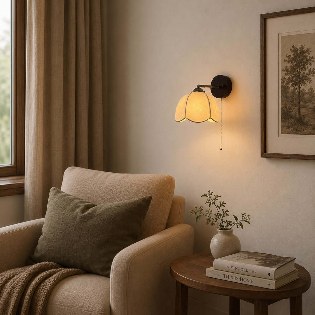 Lunavo Wall Sconce – French Vintage Fabric Shade Wall Lamp for Bedside | Vinlighting