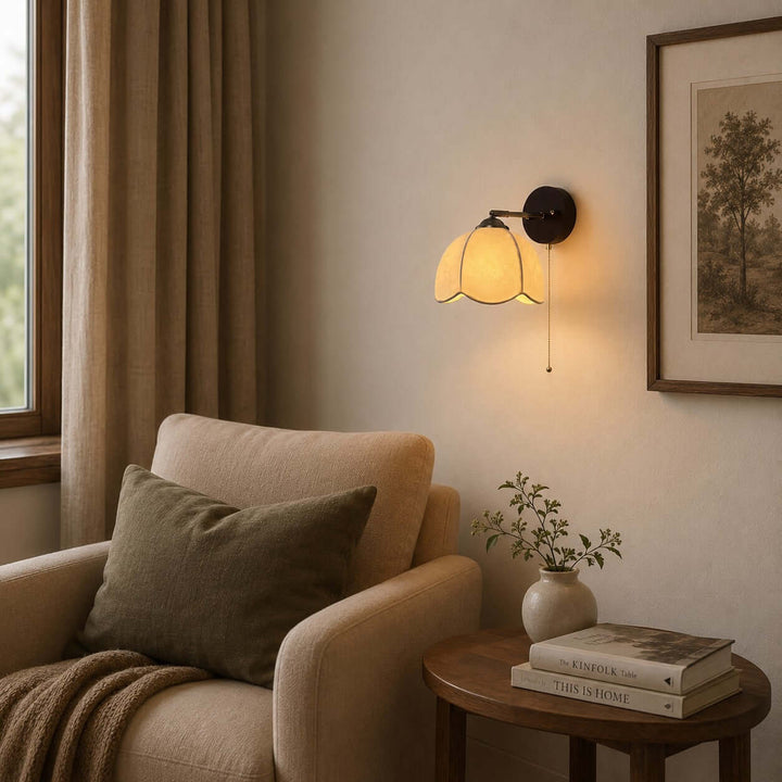 Lunavo Wall Sconce – French Vintage Fabric Shade Wall Lamp for Bedside | Vinlighting