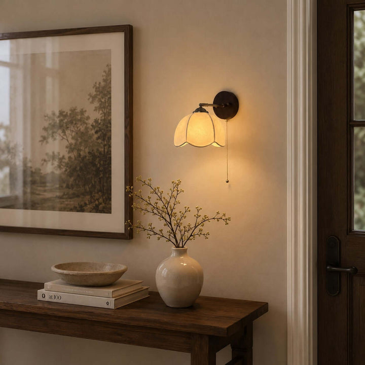 Lunavo Wall Sconce – French Vintage Fabric Shade Wall Lamp for Bedside | Vinlighting