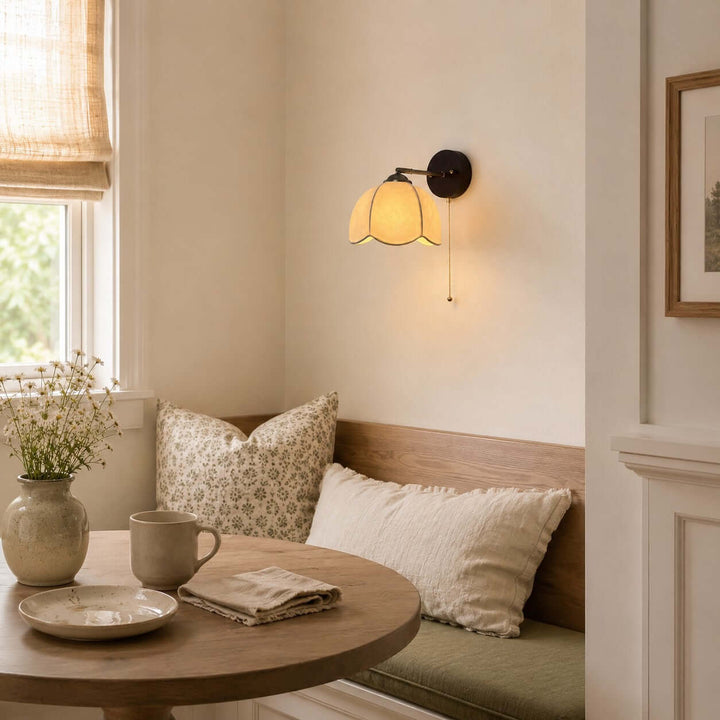 Lunavo Wall Sconce – French Vintage Fabric Shade Wall Lamp for Bedside | Vinlighting