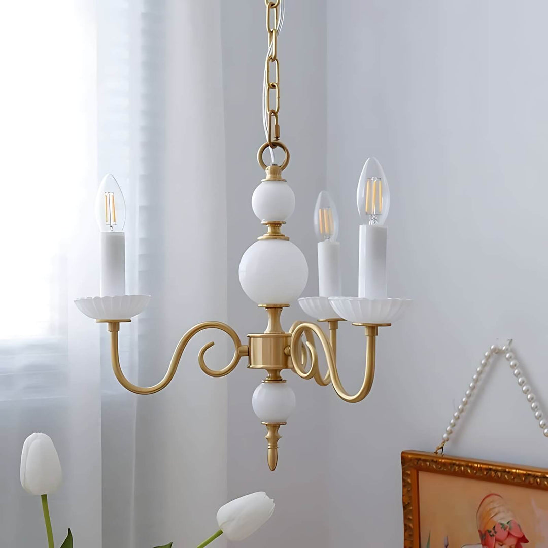 Lunelle Chandelier - Mid Century Ceramic Candle Dining Light