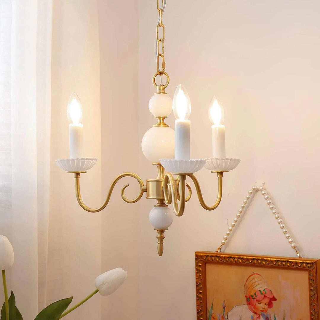 Lunelle Chandelier - Mid Century Ceramic Candle Dining Light