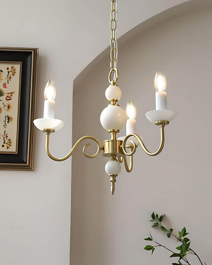 Lunelle Chandelier - Mid Century Ceramic Candle Dining Light