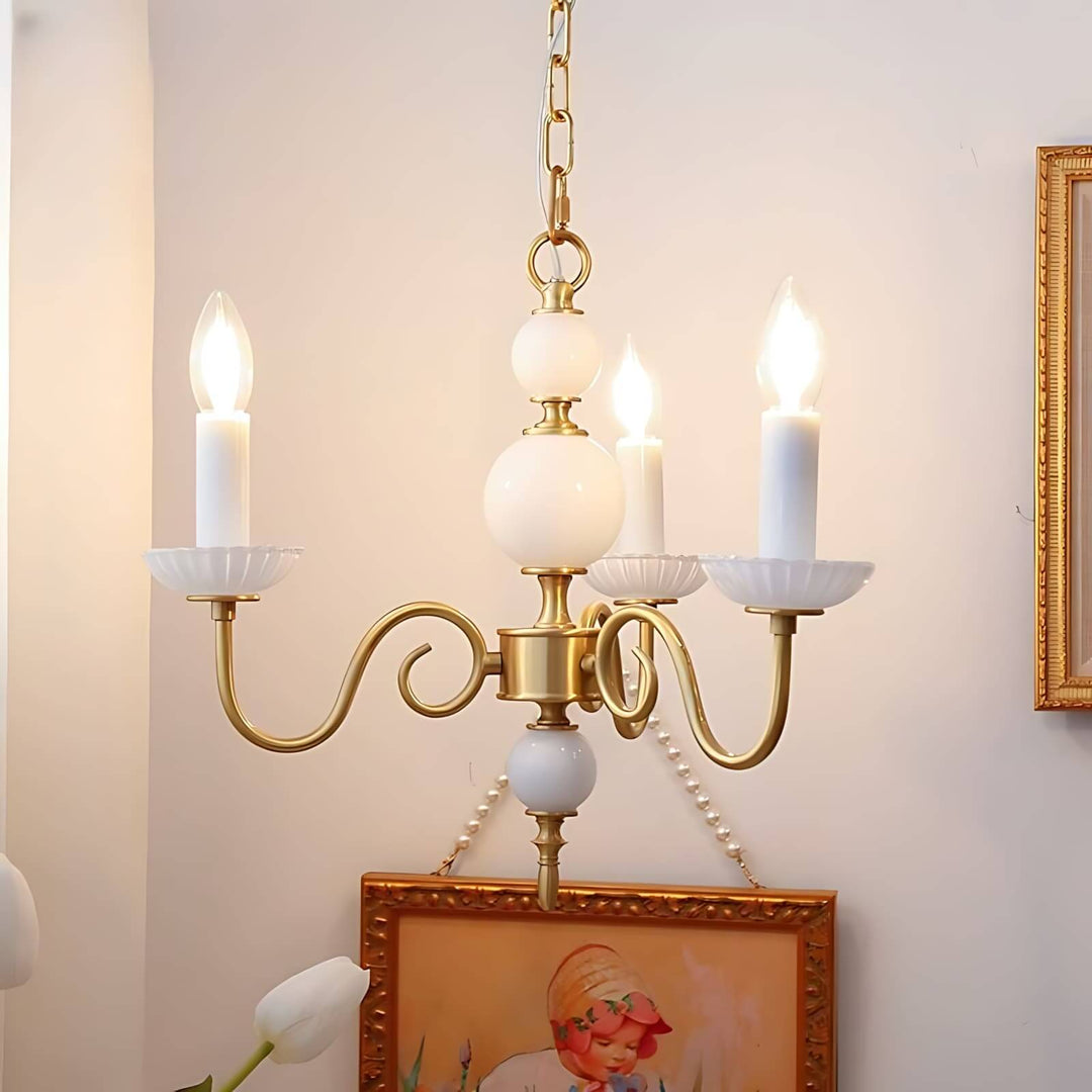 Lunelle Chandelier - Mid Century Ceramic Candle Dining Light