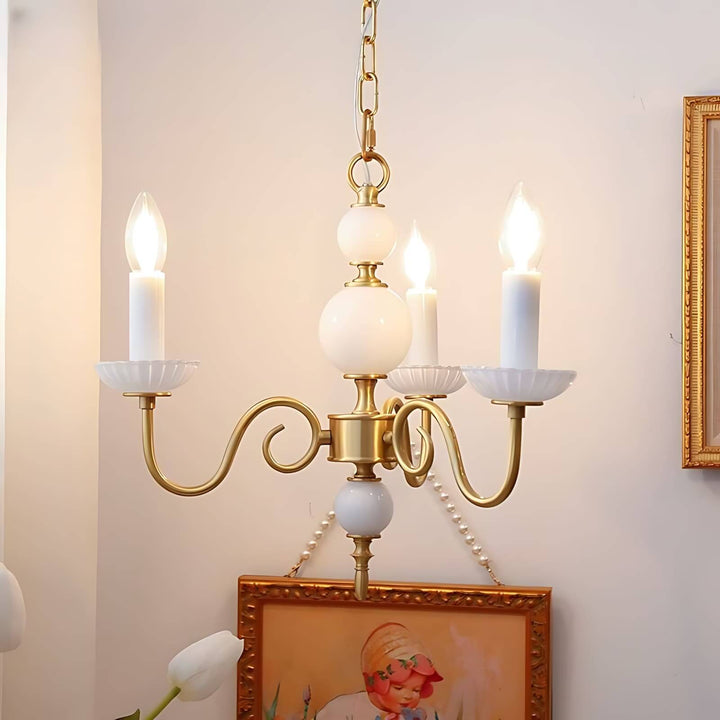 Lunelle Chandelier - Mid Century Ceramic Candle Dining Light