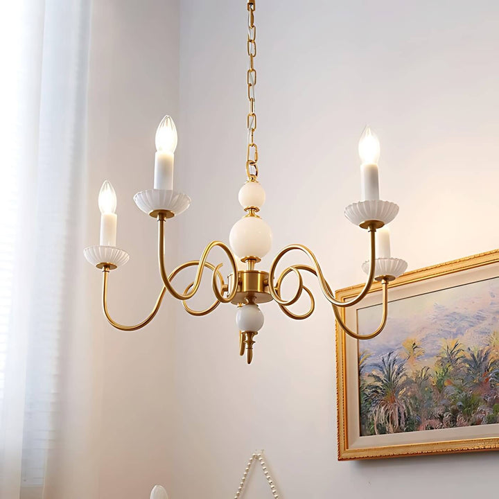 Lunelle Chandelier - Mid Century Ceramic Candle Dining Light