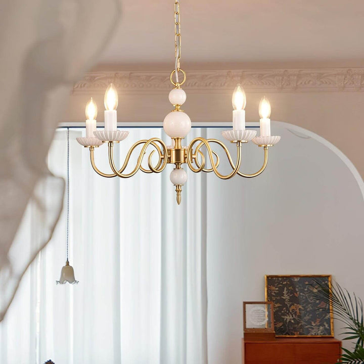 Lunelle Chandelier - Mid Century Ceramic Candle Dining Light
