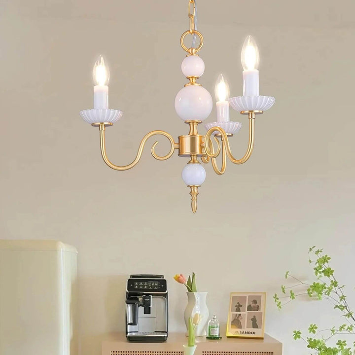 Lunelle Chandelier - Mid Century Ceramic Candle Dining Light