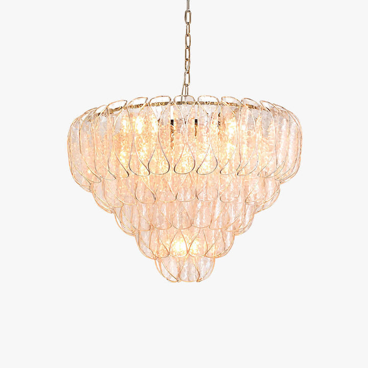 Elegant Tiered Glass Leaf Chandelier Modern Dining Room Light