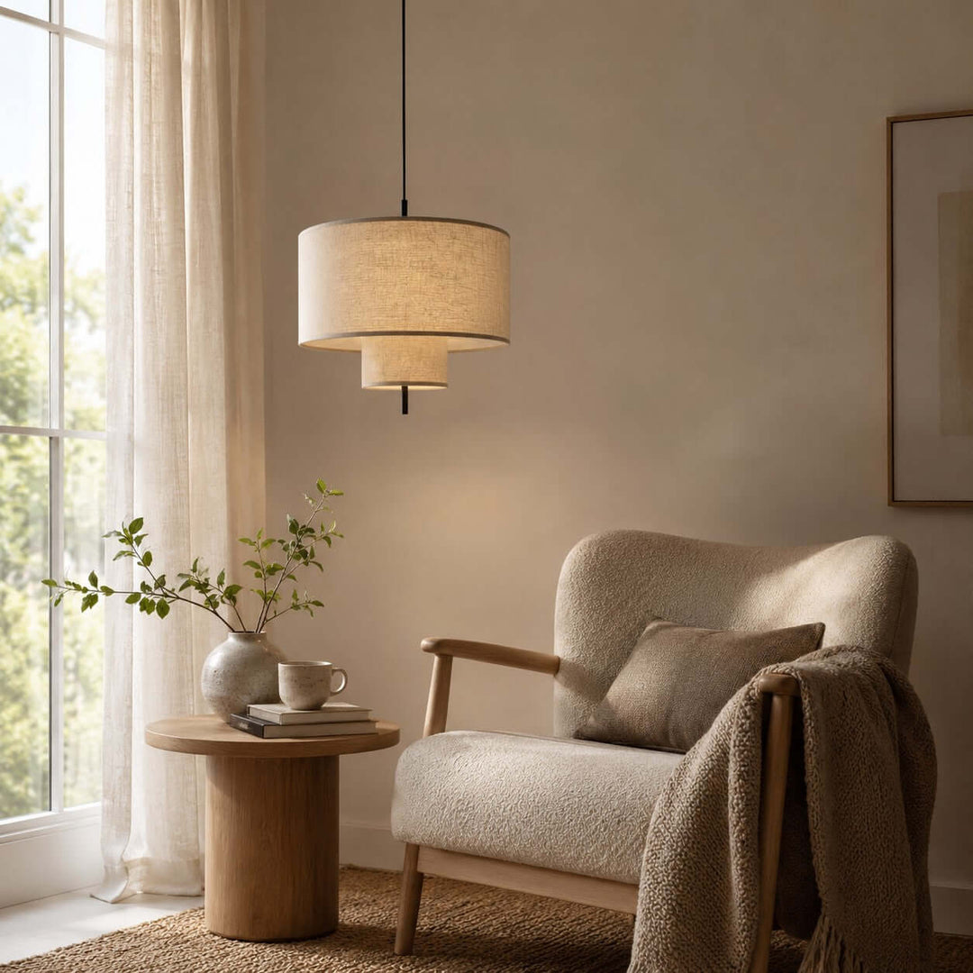 Luneth Pendant Light - Wabi-Sabi Tiered Fabric Hanging Light Decor | Vinlighting