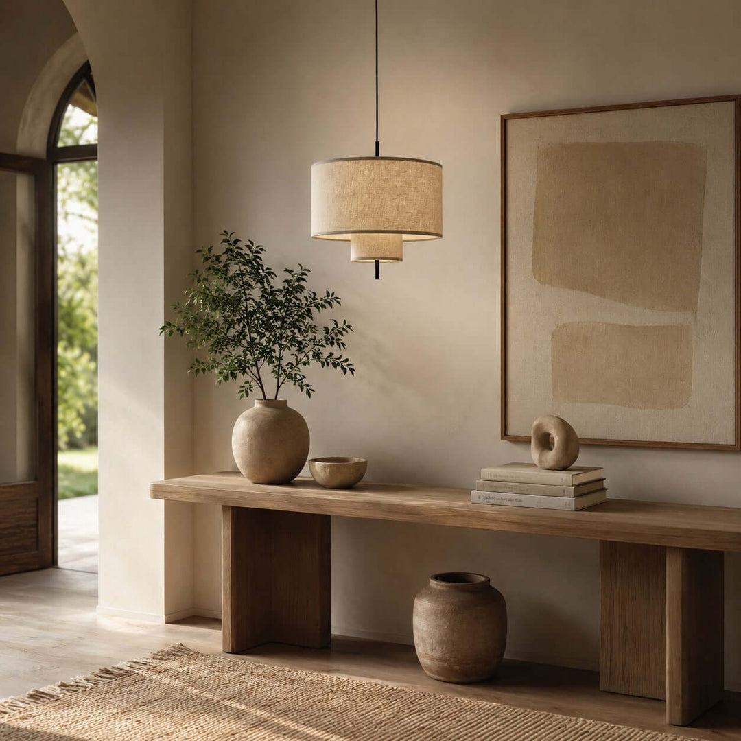 Luneth Pendant Light - Wabi-Sabi Tiered Fabric Hanging Light Decor | Vinlighting