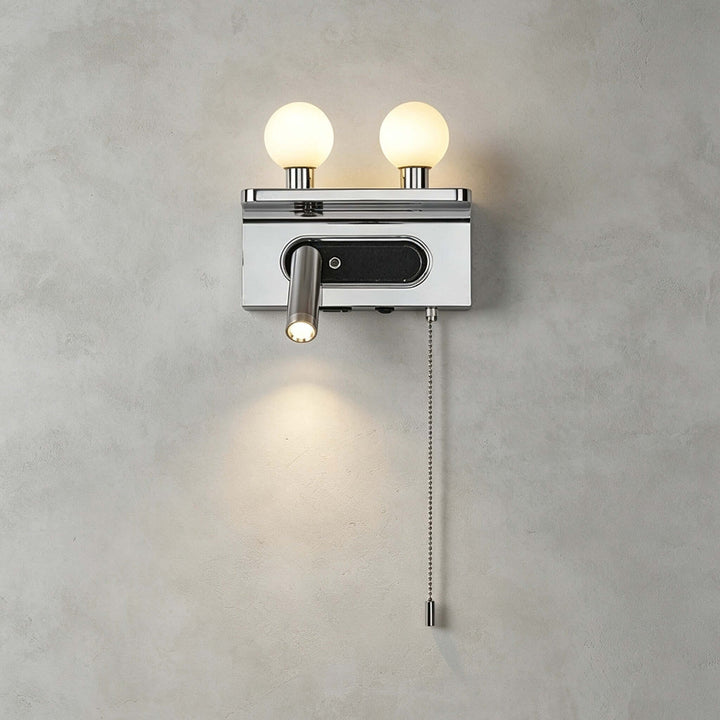 Luneth Bedside Wall Sconce with Glass Globes and Reading Light
