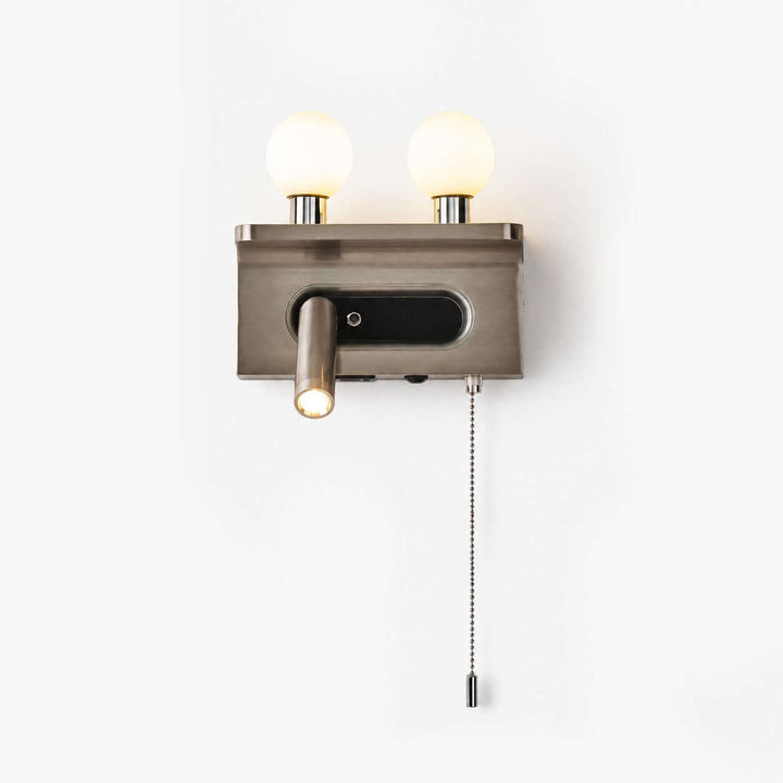 Luneth Bedside Wall Sconce with Glass Globes and Reading Light