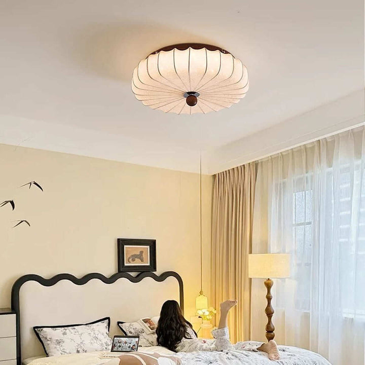 Luneya French Vintage Bedroom Fabric Ceiling Light