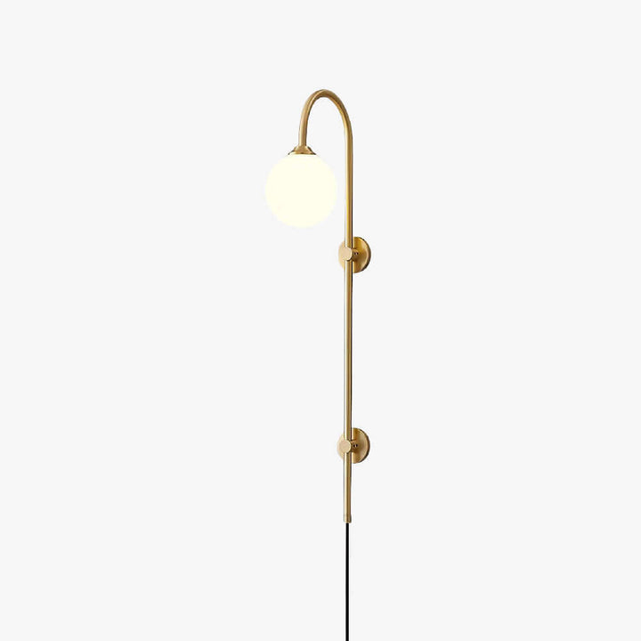 Lunivex Plug In Wall Lamp – Spherical Brass Postmodern Wall Sconce