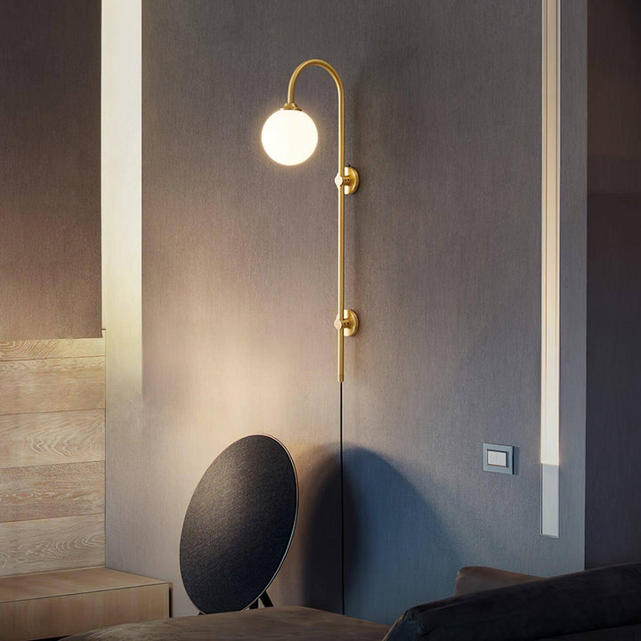 Lunivex Plug In Wall Lamp – Spherical Brass Postmodern Wall Sconce