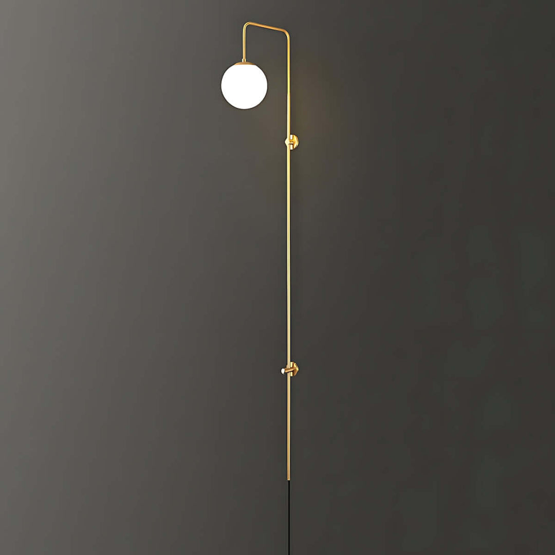 Lunivex Plug In Wall Lamp – Spherical Brass Postmodern Wall Sconce