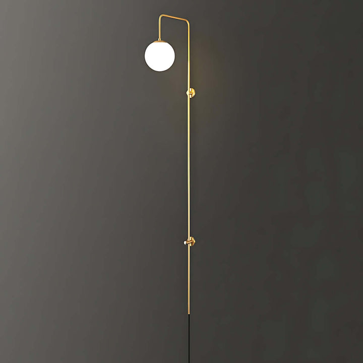 Lunivex Plug In Wall Lamp – Spherical Brass Postmodern Wall Sconce