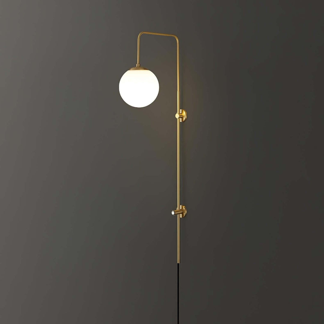 Lunivex Plug In Wall Lamp – Spherical Brass Postmodern Wall Sconce
