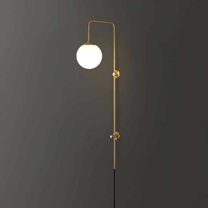 Lunivex Plug In Wall Lamp – Spherical Brass Postmodern Wall Sconce