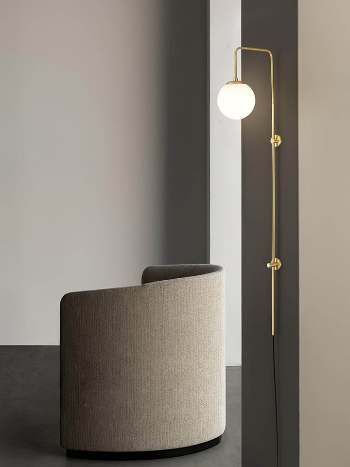 Lunivex Plug In Wall Lamp – Spherical Brass Postmodern Wall Sconce