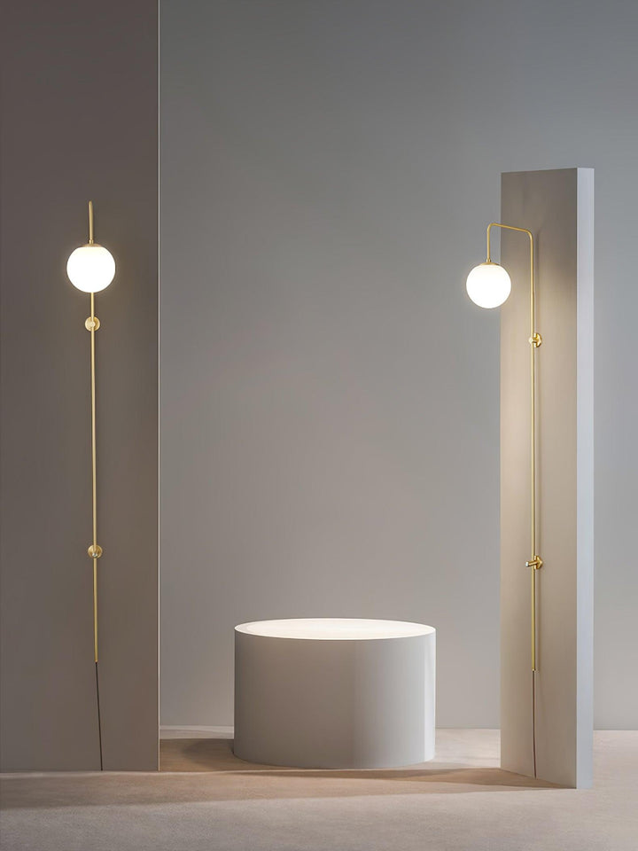 Lunivex Plug In Wall Lamp – Spherical Brass Postmodern Wall Sconce