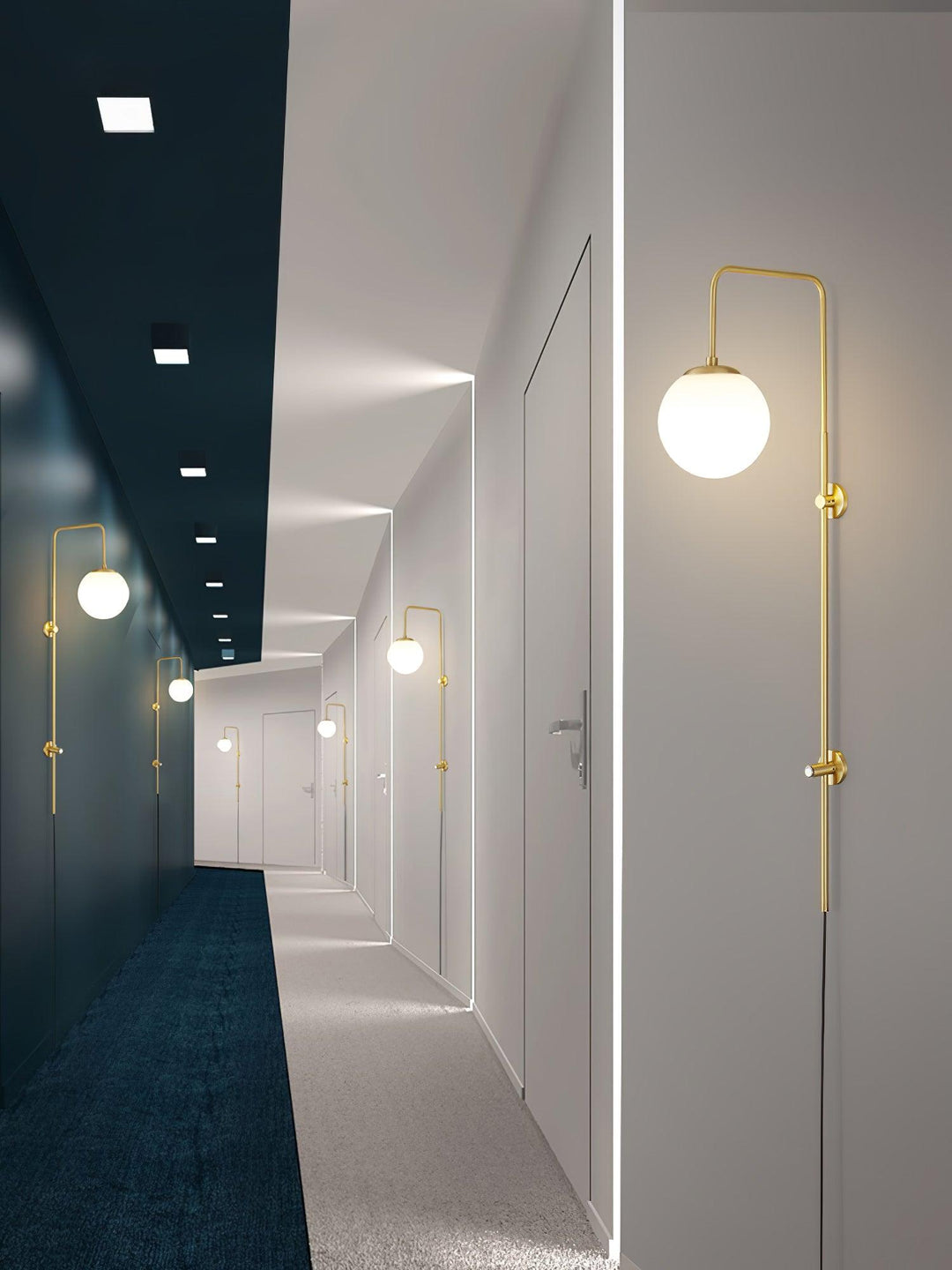 Lunivex Plug In Wall Lamp – Spherical Brass Postmodern Wall Sconce