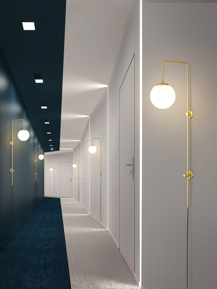 Lunivex Plug In Wall Lamp – Spherical Brass Postmodern Wall Sconce