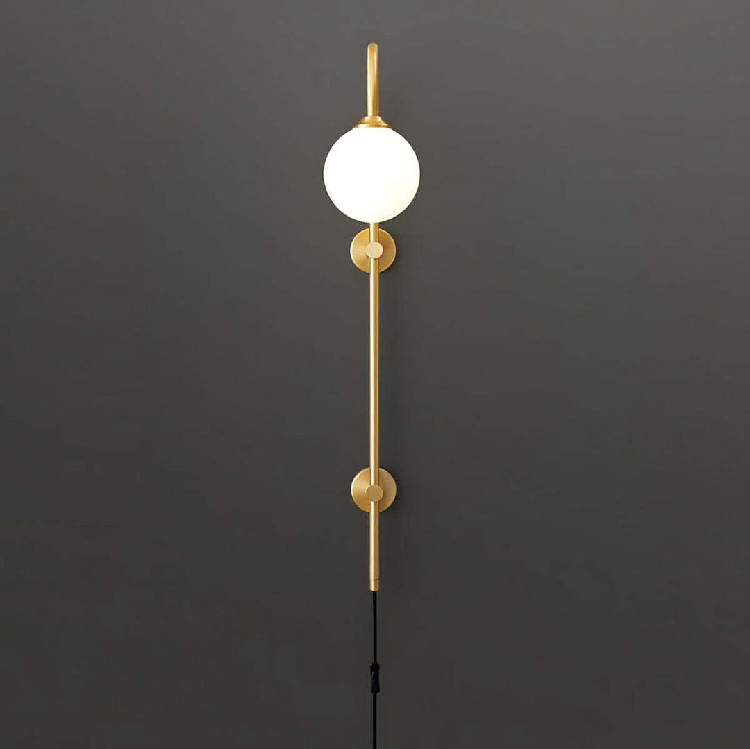 Lunivex Plug In Wall Lamp – Spherical Brass Postmodern Wall Sconce
