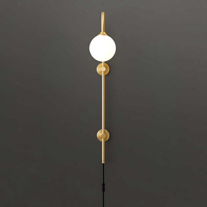 Lunivex Plug In Wall Lamp – Spherical Brass Postmodern Wall Sconce