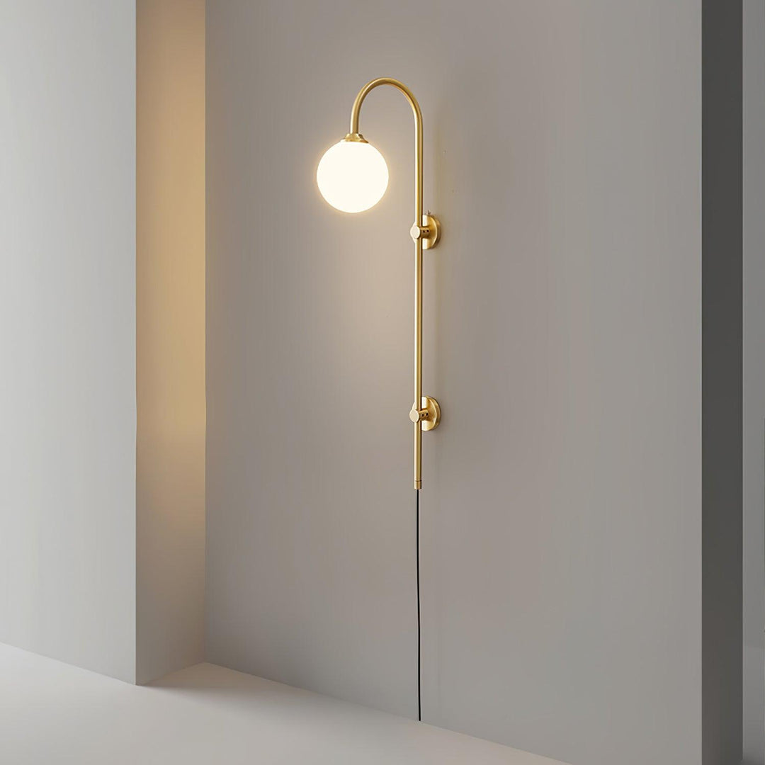 Lunivex Plug In Wall Lamp – Spherical Brass Postmodern Wall Sconce